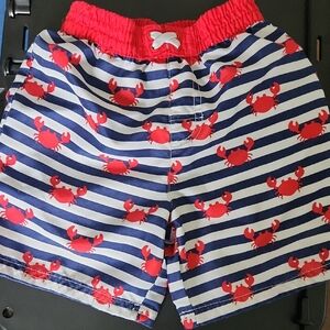 Striped Crab Print Swim Shorts